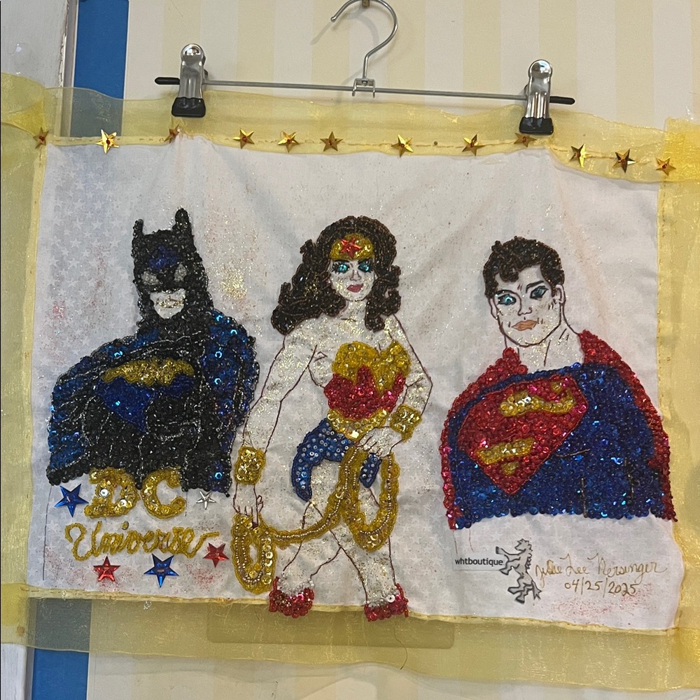 Unframed Handmade DC Universe Sequin Art by Julie Lee Nersinger - Picture 1 of 17
